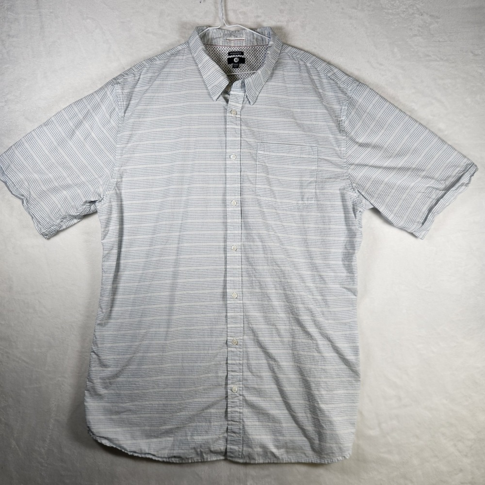 A&I‎ Shirt XXXLT Blue Stripe Modern Fit SS Lightweight Button Up Casual